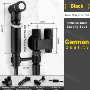 High-Pressure 4 in 1 Bidet Spray Gun Set for Toilet Dual-Control SUS304 Stainless Steel Portable Bathroom Cleaning