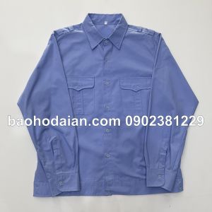 Áo bảo vệ bo gấu vải kate tay dài màu xanh