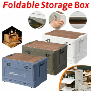 ROBERTA Wooden Lid Collapsible Storage Bin S/M//L Side Open Folding Storage Box Convenient Large Capacity Car Storage Case Outdoor Camping