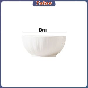 Talao Pumpkin Shaped White Ceramic Tableware Minimalist Style Household Rice Bowl Fruit Salad Plate 1Pc