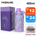 PASHLINC  400ml children's insulated cup ceramic inner liner ，BPA free,Long duration of keeping hot and cold as a  Christmas gift. 
