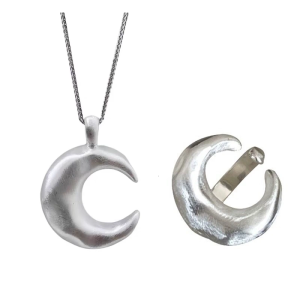Minimalist Long Moon Pendant Necklace/Ring for Women Everyday Wear Statement Trendy Accessories for Party