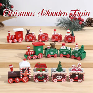 Christmas Wooden Train Ornament Toy 4 Knots DIY Gifts Christmas Decorations for Home 2024 Xmas Decor