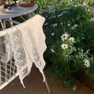 【Spot】Retro Lace Floral Headscarf Womens Triangle Scarf Headband Tied Hair Package Head Cute And Sweet Headscarf Hair Accessories