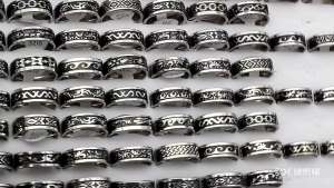 24 Pieces/lot Vintage Retro Style Stainless Steel Rings For Men and Women Fashion Carved Ring Wholesale