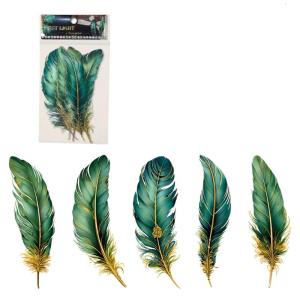 5Pcs Aesthetic Feather Sticker Adhesive PET Sticker For Scrapbooking Photo Album Journal Phone Case Art Craft Project