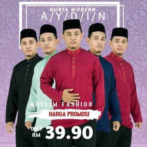 CY 210026 Baju Raya 2022/KURTA MODERN DEWASA MUSLIM BAJU MELAYU/Navy Blood/Maroon/Black