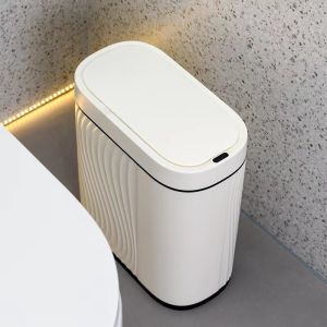 JustLiving 8L Narrow Rubbish Garbage Waste Bin Bathroom Kitchen Trash CanJapanese Smart Sensor WastebasketWashroom Narrow Slot Sanitary BinToiletAnti-bacterial Intelligent Deodorising Wastebasket