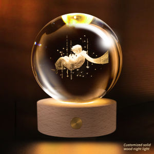 3D Portrayal Wooden Crystal Ball USB Colorful Party Birthday gift White Yellow  Lamp Night Light