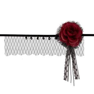 Lưới đen tăng Mũ sắt tóc kiểu dáng ưa thích hoa hồng đen mũ nón tóc trang sức cho phong cách trang phục halloween bổ sung