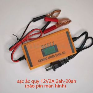 bộ sạc bình ác quy tự động ngắt 12v2A 2Ah-20Ah sạc acquy xe máy xe ô tô(màn hình báo đầy)