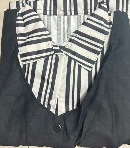 Atasan Kemeja Salur Rompi Linen Terbaru / blouse salur rompi lengan pang terbaru