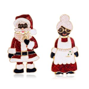 HEALMEYOU Elk Christmas Earrings Grandpa Santa Claus Christmas Jewelry Reindeer Charm Holiday Enamel Santa Claus Dangle Earrings Christmas Gift