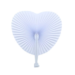 5pcs Paper Fans Folding Handheld Fans White Shaped Party Decorative Fans with Handle