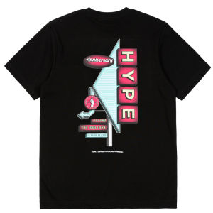 HYPE cartoon Seasonal Travel Direction label T-shirt Round neck Loose and simple mens and womens high-quality cotton top