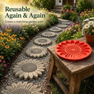 CHANBAEK Reusable Stepping Stone Mold Sunflower Shaped Large Flower Shape Garden Paver Mould Flower Mold DIY Concrete Mold Outdoor Yard