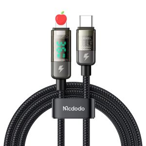 Auto Power Off Usb Type C Cable Original Mcdodo Cables 100W 6A Fast Charge Cable Type C Fast Charging Cables USB C Cable Android Cables Wayar Kabel 數據綫