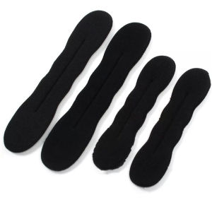 2pcs 17.5cm/22.5cm Black Hair Styling Bun Curler Maker Ring Magic Sponge Clip Foam Donut Twist Tool