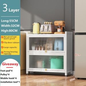 Kitchen Racks Organizer Storage Rack Shelf Pull-out Multifunctional Rack Dish Racks Enclosed Dish Racks Multi-Layer Prevent Mosquitoes From Entering