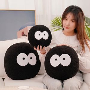 Bantal Bulat Black Mata Lebar Creative new plush coalball pillow kicks away bad luck Decompression football toy presents for friends