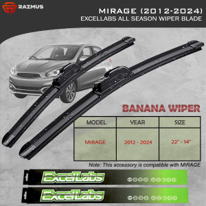 Mitsubishi MIRAGE 2012-2024 (22" and 14") Excellent Front Wiper Blade All Season BANANA TYPE RUBBER
