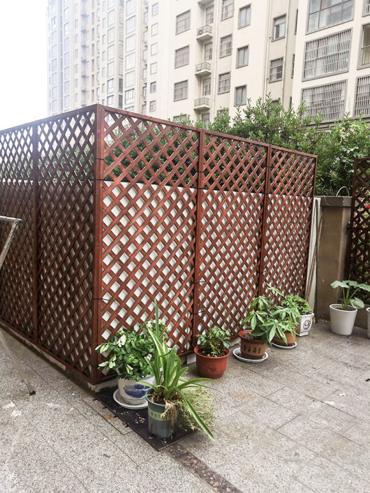 Anti-corrosion wooden fence outdoor fence garden fence grid decoration ...