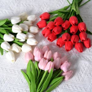 MINIAT 6Pcs 343cm Real Touch Tulips Plastic 10 Colors Simulation Flower Decoration High Quality Artificial Faux Tulips Decor Home Decor