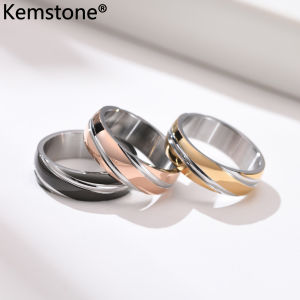Kemstone Fashion Jewelry Stainless Steel Black Gold Plated Ring Twill Men Ring