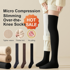 【Knee Protection/Varicose Veins】Womens Thermal Knee High Socks Extra Thick Fleece Lined Winter Leg Warmers Knee Long Socks Terry Cotton Inner Knee Protection