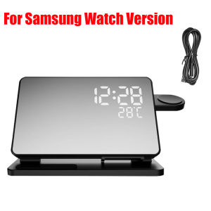 3 in 1 Wireless Charger For iPhone 16 15 14 13 12 Pro Apple Watch S8 7 15W Fast Charging Dock Station Desktop LED Digital Alarm Clock