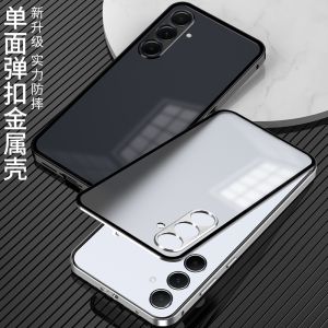 Aluminium Alloy Metal Frame Case For Samsung A55 Case Matte transparent Acrylic Phone Back Cover For Galaxy A 55 5G Shell Bumper