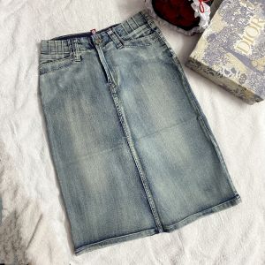 Women Denim Midi Skirt Blue Jeans Skirt Knee Length Skirt Gaun Wanita Lelong 高品质牛仔中长裙后开叉半身裙子