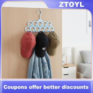 【ZTOYL】 11Holes Bathroom Storage Rack Plastic Hanger Organizer Closet Space Saving Scarf Belt Tie Hat Towel Bag Purse Holder Dorm Room