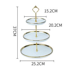Luxury 3 Tier Ceramic Cake Stand Candy Snack Display Rack Party Three Layers Fruit Dish Nordic Dessert Table Multi-Layer