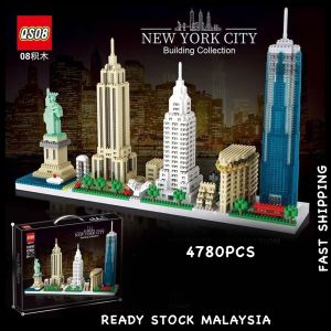 QS08 New York City Skyline Empire State One WTC Statue of Liberty USA 4780pcs Architecture Building Blocks Toys Kids