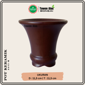 Pot Keramik Bonsai Tinggi Bundar Kecil