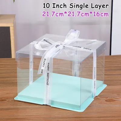 (O Mega) 4 Colour Single/Double/Double Heightened 8/10inch Heighten Cake Box Transparent cake box birthday gift box packaging