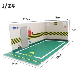 Mô hình nhà để xe tỷ lệ 1:24 hộp trưng bày ô tô đúc kim loại không gian đậu xe vật trang trí thu nhỏ bằng PVC đồ chơi quà tặng trưng bày.