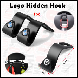 Car Seat Hook Logo Car Logo Hidden Hook Car Multi-Function Up to 20kg Gantung Barang DIY Headrest Black Hooks Luminous Kerusi Kereta Easy Storage Organizer Organiser Pengantung Hanging 1pc/set