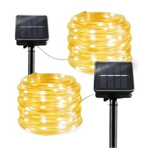 Outdoor Solar Powered Rope String Light Waterproof IP65 PVC Tube Garland Lamp for Garden Tree Patio Party Holiday Christams Wedding Decoration