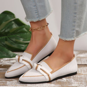 Large Size Lightweight Pointed Toe WomenS Loafers 2026 Spring And Autumn New Bowknot Comfortable Non-Slip WomenS Shoes