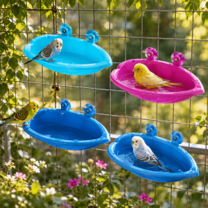 D5JKY Durable Bird Bath Shower Multifunctional Swimming Pool Parrot Bath Basin Parrot Shower Food Box Bird Drinking Bowl Bird Cage