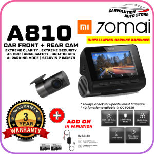 [New Launch] 70mai A810 4K Dash Cam Dual Vision Car Recorder with GPS ADAS UHD Resolution HDR Rear Recording Dashcam