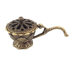 baoda Christmas Gift Metal Lotus Incense Bowl Incense Holder With Handle Yoga Meditation Home Decor Ancient Style Alloy Incense