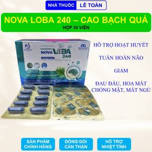 Viên uống hỗ trợ tuần hoàn não Novaloba giúp giảm đau đầu hoa mắt chóng mặt mất ngủ hộp 30 viên