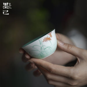 墨己玉泥釉下彩手绘麦穗品茗杯大号功夫茶具家用文人器主人杯单杯