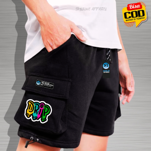 NEW Celana Pendek Cargo Pria Keren Terbaru Skyblue Apparel Short Pants Cowok Cewek Basic Premium Bahan Katun Fleece Adem Dan Lembut Gramasi 280 Kargo Warna Hitam Bestseller