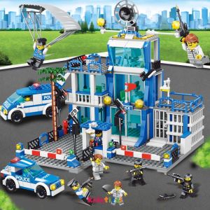 1256PCS Police Station Toys Sea Police Department Building Blocks Sest 3D Model Block Toys for Kids