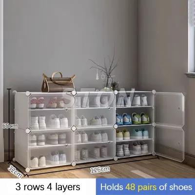 STON Shoe Cabinet Shoe Rack Plastic Clear Stackable Dustproof Double Capacity Shoe Storage Box Double Capacity
