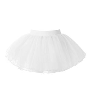 Kids Girls Dance Clothing Elastic Waistband Tutu Mesh Skirt Solid Color Four Layer Dance Skirt